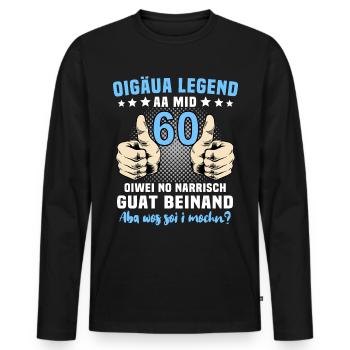 Allgäuer 60. Geburtstag 60 Jahre Allgäu - Männer Premium Bio Langarmshirt - Schwarz - Vorne - Nico (187cm)