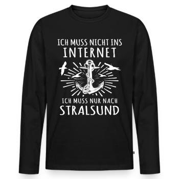 Stralsund - Männer Premium Bio Langarmshirt - Schwarz - Vorne - Nico (187cm)