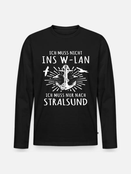 Stralsund - Männer Premium Bio Langarmshirt - Schwarz