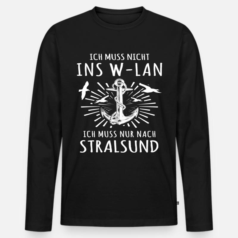 Stralsund - Männer Premium Bio Langarmshirt - Schwarz