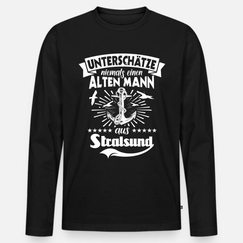 Stralsund - Männer Premium Bio Langarmshirt - Schwarz