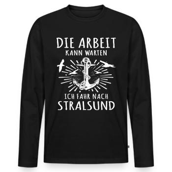 Stralsund - Männer Premium Bio Langarmshirt - Schwarz - Vorne - Nico (187cm)