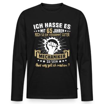Mechaniker 65. Geburtstag 65 Jahre Automechaniker - Männer Premium Bio Langarmshirt - Schwarz - Vorne - Nico (187cm)