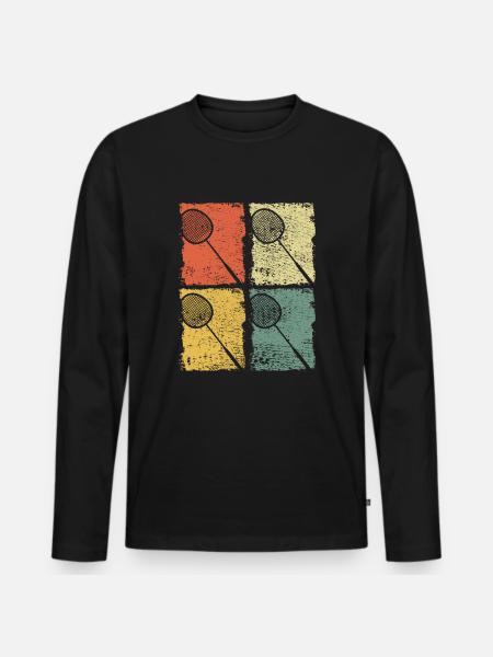 Badminton Racket Badminton Retro - Men's Premium Organic Long Sleeve Shirt - black