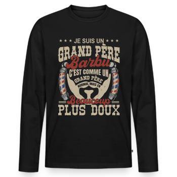 Je suis un grand père barbu normal fans barbe - T-shirt manches longues Premium bio Homme - noir - Devant - Nico (187cm)