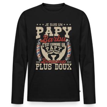 Je suis un papy barbu normal fans barbe - T-shirt manches longues Premium bio Homme - noir - Devant - Nico (187cm)