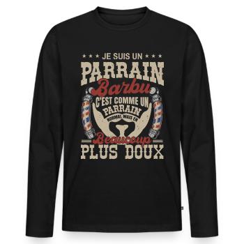 Je suis un parrain barbu normal fans barbe - T-shirt manches longues Premium bio Homme - noir - Devant - Nico (187cm)