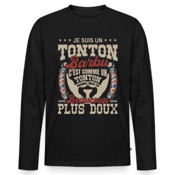 Je suis un tonton barbu normal fans barbe - T-shirt manches longues Premium bio Homme - noir - Devant - Nico (187cm)