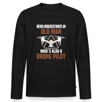 Drone Pilot Fpv Quadcopter Racing Drone Flying - Men's Premium Organic Long Sleeve Shirt - black - Front - Nico (187cm)