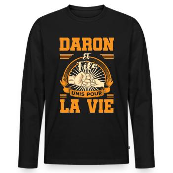 daron fils unis pour la vie lien papa poule garçon - T-shirt manches longues Premium bio Homme - noir - Devant - Nico (187cm)