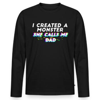 Funny saying about daughter son gift - Men's Premium Organic Long Sleeve Shirt - black - Front - Nico (187cm)