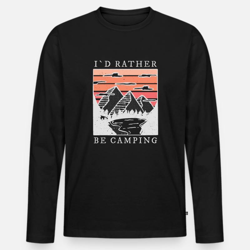 Camping Berge Spruch - Männer Premium Bio Langarmshirt - Schwarz