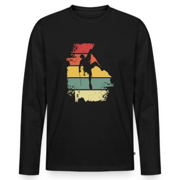 Rock Climbing - Men's Premium Organic Long Sleeve Shirt - black - Front - Nico (187cm)