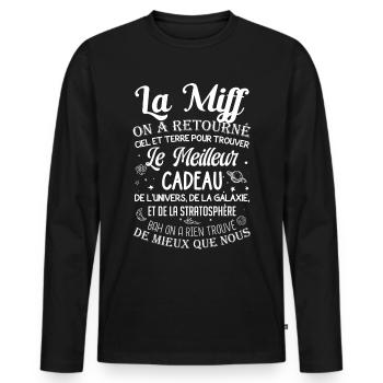 Meilleur cadeau la miff la famille jeunes potes - T-shirt manches longues Premium bio Homme - noir - Devant - Nico (187cm)