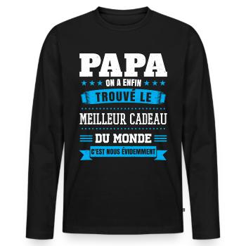 papa meilleur cadeau du monde c'est nous humour - T-shirt manches longues Premium bio Homme - noir - Devant - Nico (187cm)