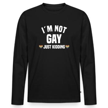 Lgbt Lesbienne Rainbow Flag Bisexuel Queer - T-shirt manches longues Premium bio Homme - noir - Devant - Nico (187cm)