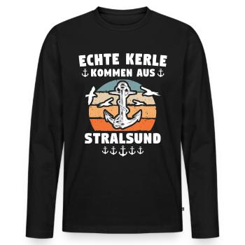 Stralsund Souvenir Ostsee Urlaub - Männer Premium Bio Langarmshirt - Schwarz - Vorne - Nico (187cm)