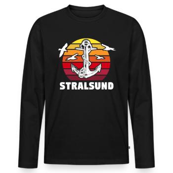 Stralsund Souvenir Ostsee Urlaub - Männer Premium Bio Langarmshirt - Schwarz - Vorne - Nico (187cm)