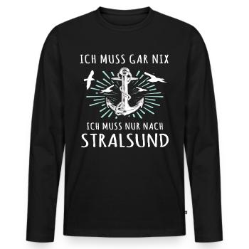 Stralsund Souvenir Ostsee Urlaub - Männer Premium Bio Langarmshirt - Schwarz - Vorne - Nico (187cm)