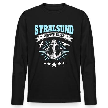 Stralsund Souvenir Ostsee Urlaub - Männer Premium Bio Langarmshirt - Schwarz - Vorne - Nico (187cm)