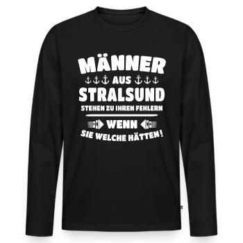 Stralsund Souvenir Ostsee Urlaub - Männer Premium Bio Langarmshirt - Schwarz - Vorne - Nico (187cm)