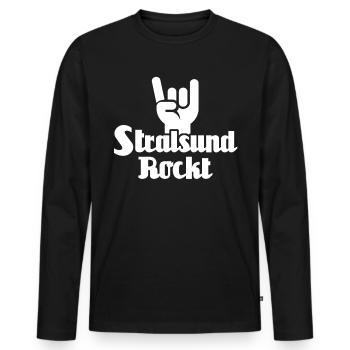 Stralsund Souvenir Ostsee Urlaub - Männer Premium Bio Langarmshirt - Schwarz - Vorne - Nico (187cm)