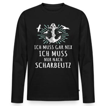 Scharbeutz Sprüche Scharbeutzer - Männer Premium Bio Langarmshirt - Schwarz - Vorne - Nico (187cm)