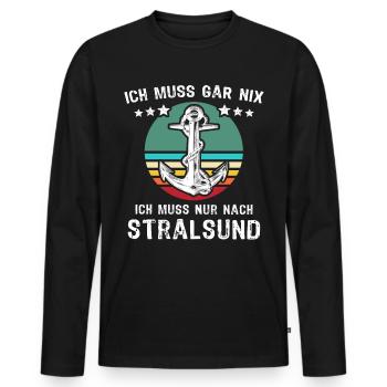 Stralsund Ostsee Urlaub - Männer Premium Bio Langarmshirt - Schwarz - Vorne - Nico (187cm)