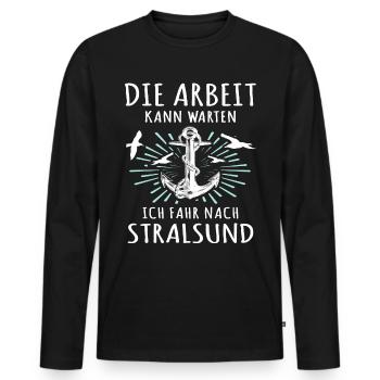 Stralsund Ostsee Urlaub - Männer Premium Bio Langarmshirt - Schwarz - Vorne - Nico (187cm)