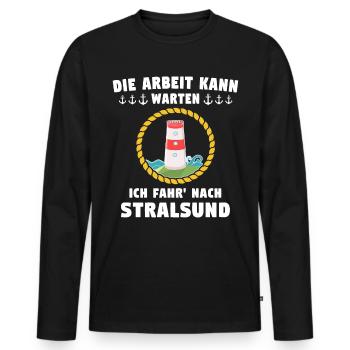 Stralsund Ostsee Urlaub - Männer Premium Bio Langarmshirt - Schwarz - Vorne - Nico (187cm)