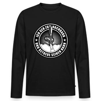 Ich Geh Zum Nachbarn und Betreue seinen Hahn Bier - Männer Premium Bio Langarmshirt - Schwarz - Vorne - Nico (187cm)