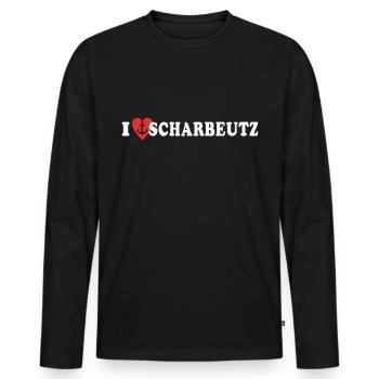I Love Scharbeutz Liebe - Männer Premium Bio Langarmshirt - Schwarz - Vorne - Nico (187cm)