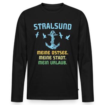 Urlaub Stralsund Ostsee - Männer Premium Bio Langarmshirt - Schwarz - Vorne - Nico (187cm)