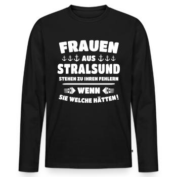Urlaub Stralsund Ostsee - Männer Premium Bio Langarmshirt - Schwarz - Vorne - Nico (187cm)