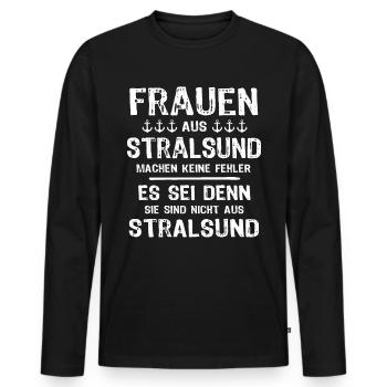 Urlaub Stralsund Ostsee - Männer Premium Bio Langarmshirt - Schwarz - Vorne - Nico (187cm)