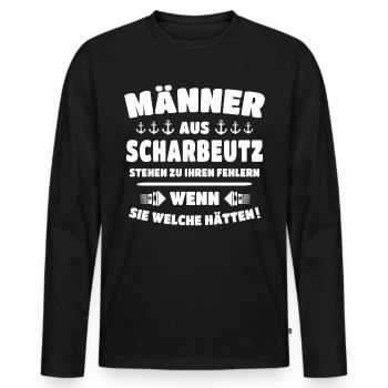Scharbeutz Ostsee Scharbeutzer - Männer Premium Bio Langarmshirt - Schwarz - Vorne - Nico (187cm)