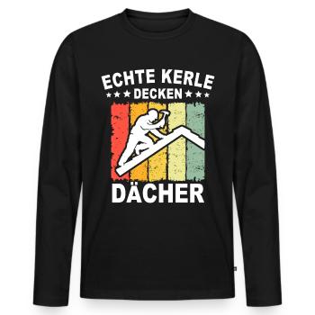 Dachdecker Dachspengler Dachdecken Dachklempner - Männer Premium Bio Langarmshirt - Schwarz - Vorne - Nico (187cm)