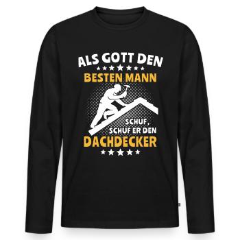Dachdecker Dachspengler Dachdecken Dachklempner - Männer Premium Bio Langarmshirt - Schwarz - Vorne - Nico (187cm)