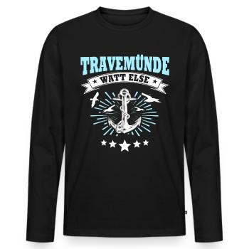 Urlaub Travemünde Ostsee - Männer Premium Bio Langarmshirt - Schwarz - Vorne - Nico (187cm)