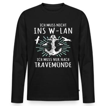 Urlaub Travemünde Ostsee - Männer Premium Bio Langarmshirt - Schwarz - Vorne - Nico (187cm)