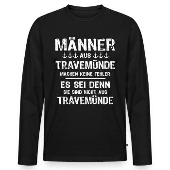 Urlaub Travemünde Ostsee - Männer Premium Bio Langarmshirt - Schwarz - Vorne - Nico (187cm)