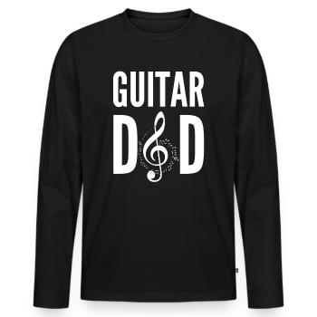 Guitare Papa Musique Treble Clef Cadeau Musicien Père - T-shirt manches longues Premium bio Homme - noir - Devant - Nico (187cm)