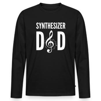 Synthétiseur Papa Musique Violon Clef Musicien - T-shirt manches longues Premium bio Homme - noir - Devant - Nico (187cm)
