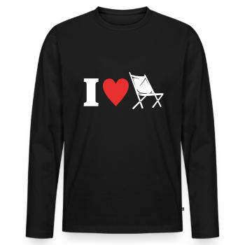 Camping Chaise pliante Camping J’adore les chaises pliantes - T-shirt manches longues Premium bio Homme - noir - Devant - Nico (187cm)