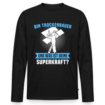 Trockenbauer Trockenbaumonteur Trockenbau - Männer Premium Bio Langarmshirt - Schwarz - Vorne - Nico (187cm)