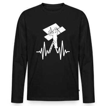 Installateur de cloisons sèches pour cloisons sèches - T-shirt manches longues Premium bio Homme - noir - Devant - Nico (187cm)