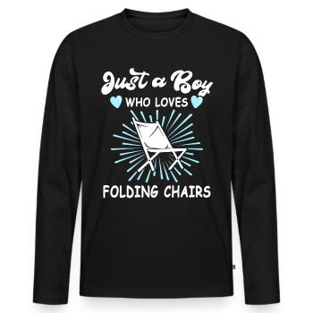 Camping Chaise pliante Camping J’adore les chaises pliantes - T-shirt manches longues Premium bio Homme - noir - Devant - Nico (187cm)