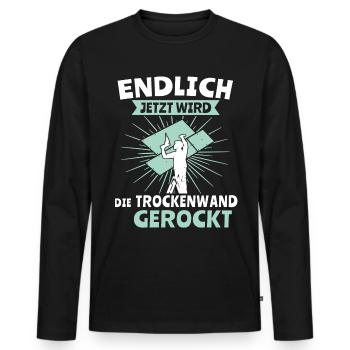 Trockenbauer Trockenbau Trockenbaumonteur - Männer Premium Bio Langarmshirt - Schwarz - Vorne - Nico (187cm)