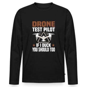 Drone Pilot Fpv Quadcopter Racing Drone Flying - Men's Premium Organic Long Sleeve Shirt - black - Front - Nico (187cm)
