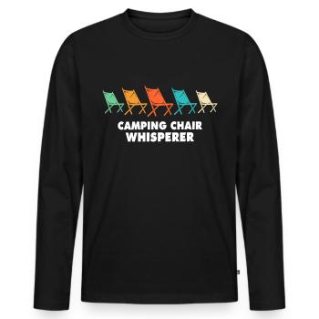 Camping Whisperer Chaise pliante Camping - T-shirt manches longues Premium bio Homme - noir - Devant - Nico (187cm)
